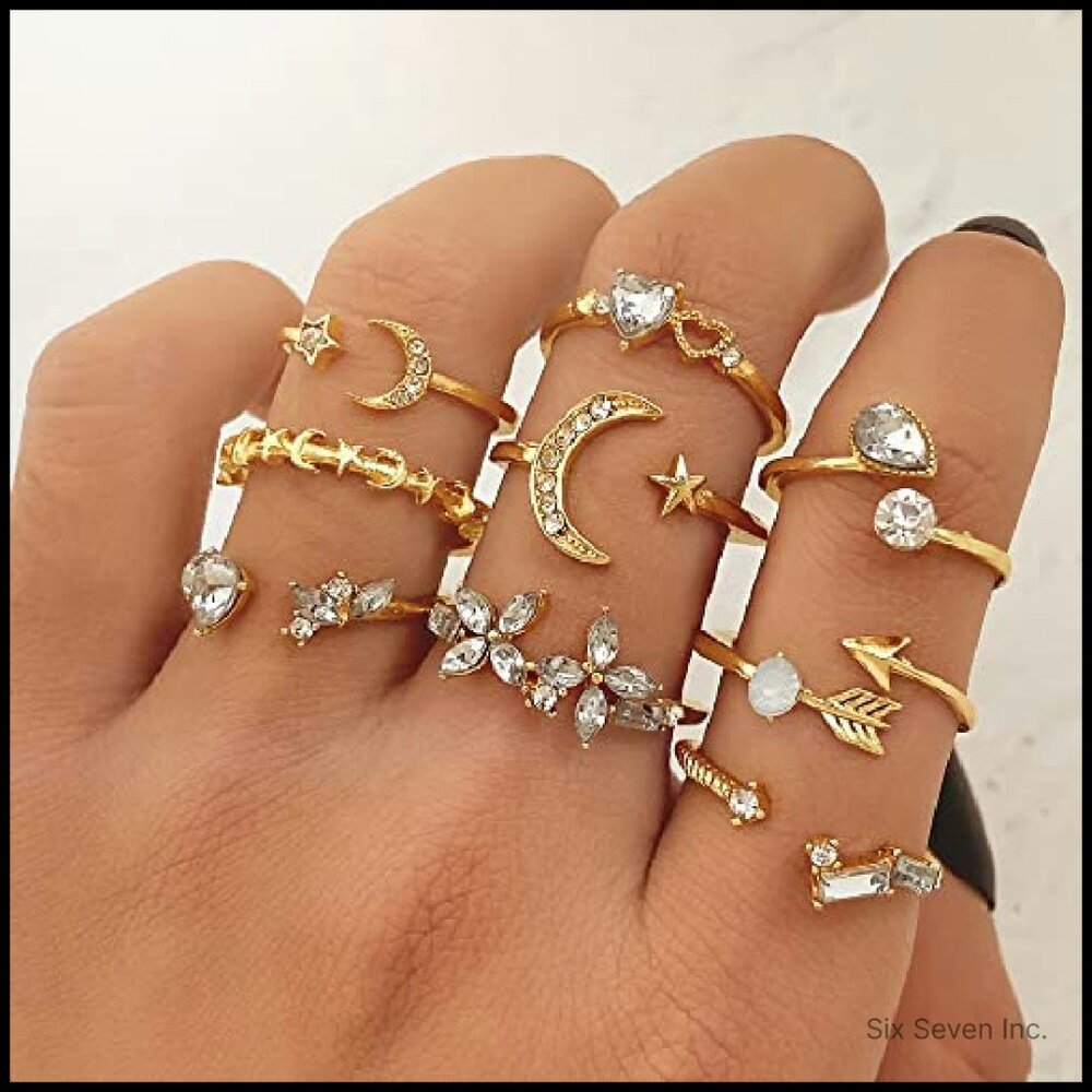 Stackable Moon Star Knuckle Rings Set Boho Dainty… - image 6